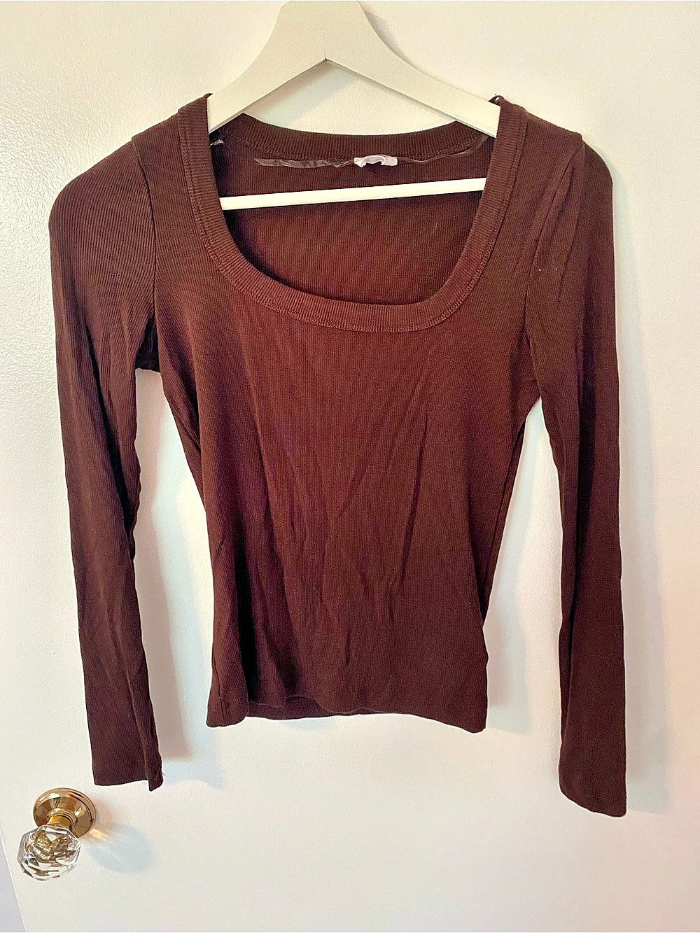 Cotton On Long Sleeve Cotton Top in Brown Size Medium